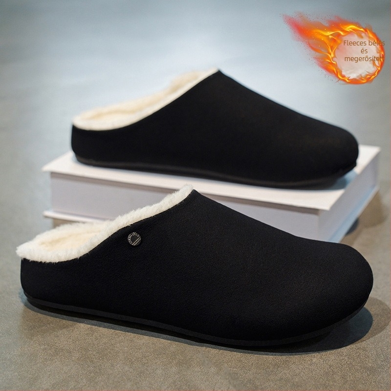 Férfi téli papucs Derby Mule, Slip-On, zárt toe, felsőrész szintetikus bőr, gumírozott talp, injekciós öntött talp, tél 2025