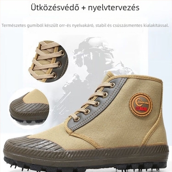 Uniszex magas szárú munkacipő, pamut felsőrész, textil belső, injektált talp, 3-5 cm sarok
