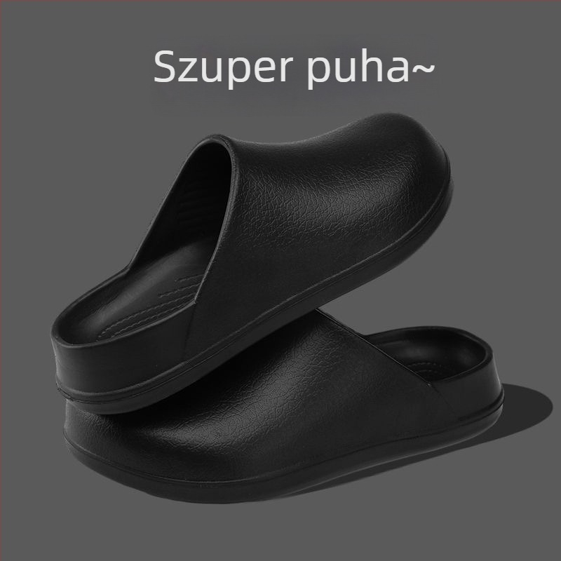 Férfi szakács cipő, csúszásmentes, vízálló slip-on Derby stílusú lábbeli otthoni és kültéri használatra, vastag, puha EVA talppal és felsőrésszel, injekciós öntéses kivitel