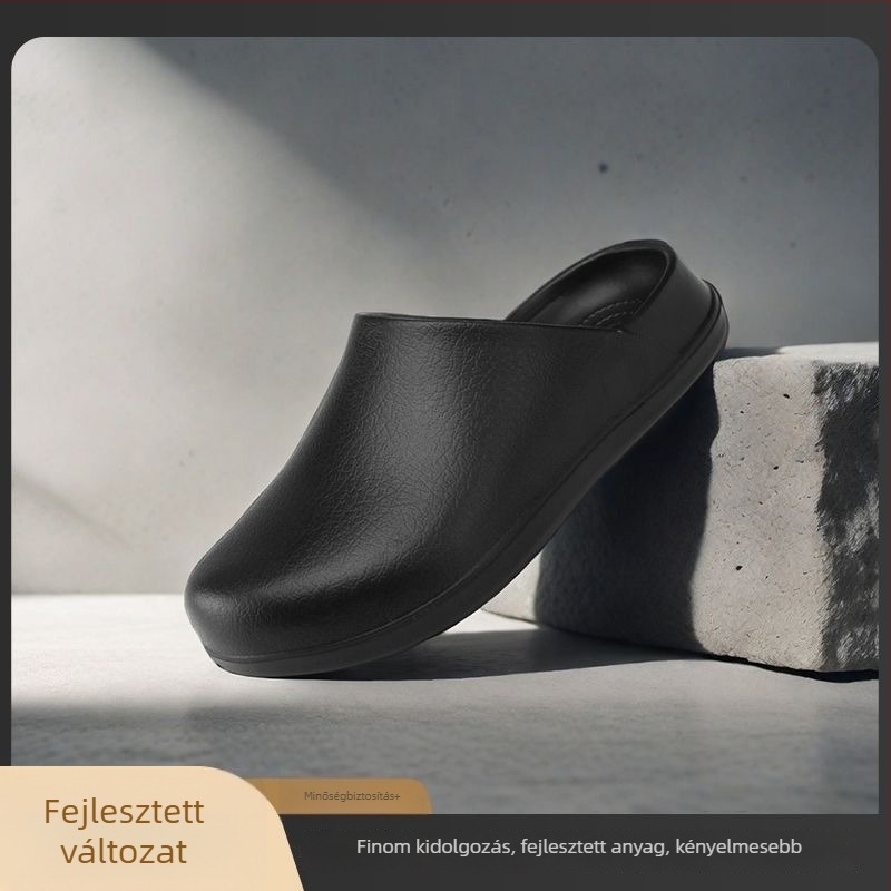 Férfi szakács cipő, csúszásmentes, vízálló slip-on Derby stílusú lábbeli otthoni és kültéri használatra, vastag, puha EVA talppal és felsőrésszel, injekciós öntéses kivitel