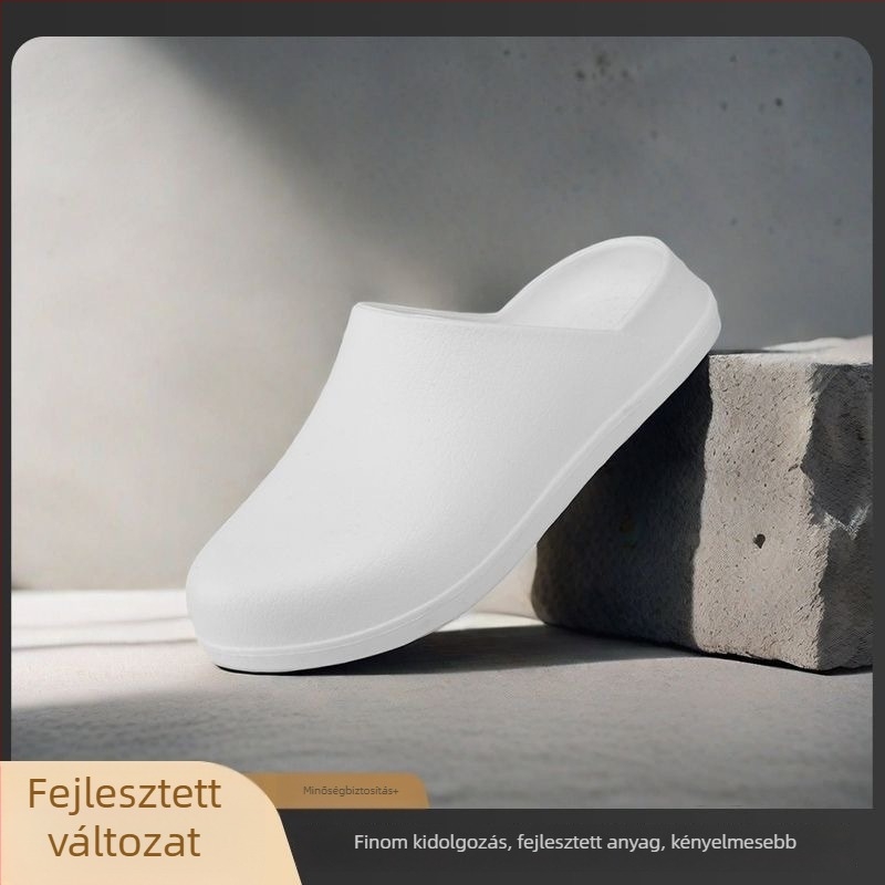 Férfi szakács cipő, csúszásmentes, vízálló slip-on Derby stílusú lábbeli otthoni és kültéri használatra, vastag, puha EVA talppal és felsőrésszel, injekciós öntéses kivitel