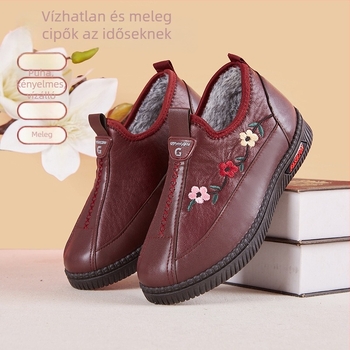 Téli cipő textil felsőrésszel, csúszásmentes talppal, belső műszőrme bélés, műbőr felsőrész, alacsony sarok