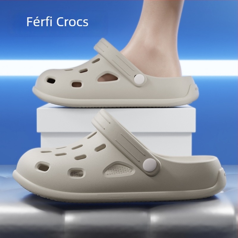 Férfi EVA szandál csúszásmentes talppal, légáteresztő, slip-on, zárt lábujj, vastag talp