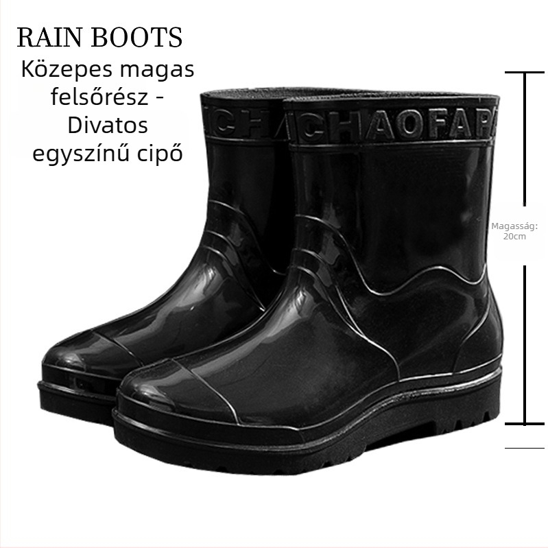 Férfiak számára magas esőcsizma - vízálló, csúszásmentes, egész éves használatra, hálós bélés, talp injekciós nyomástechnológiával