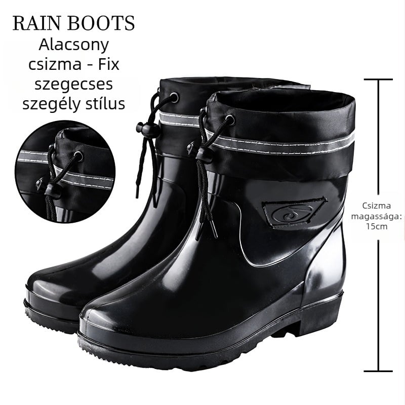 Férfiak számára magas esőcsizma - vízálló, csúszásmentes, egész éves használatra, hálós bélés, talp injekciós nyomástechnológiával