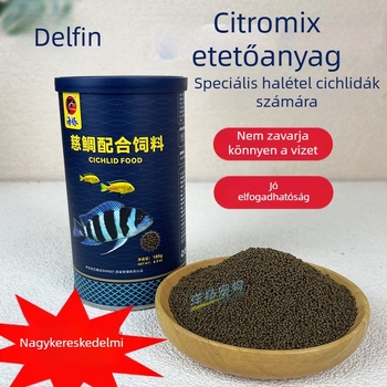 Ciklidpellet etetés, Dolphin márka — Akváriumi halak számára, 180 g (Márka: Dolphin; Típus: Pellet; Cél: Ciklidek; Importált: Nem)