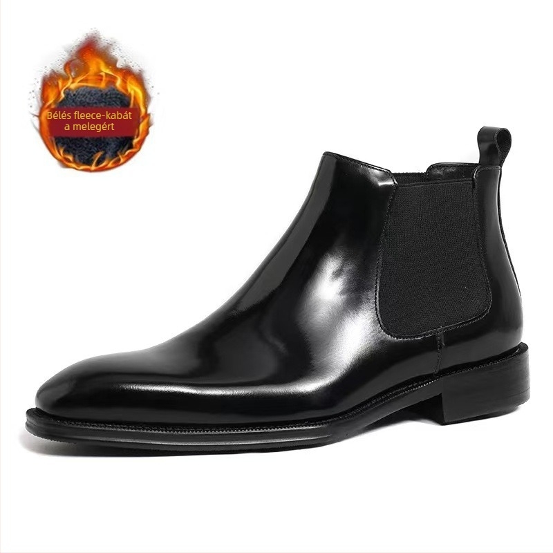 Férfi Martin csizmák, brit stílus, középmagas, négyszögletes orrú, PU felsőrész, gumírozott talp, légáteresztő, sarokmagasság 3–5 cm, őszi szezon