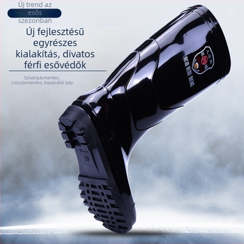 Férfi PVC magas szárú esőcsizma gumírozott talppal, vízálló, csúszásmentes, savak és lúgok ellenálló