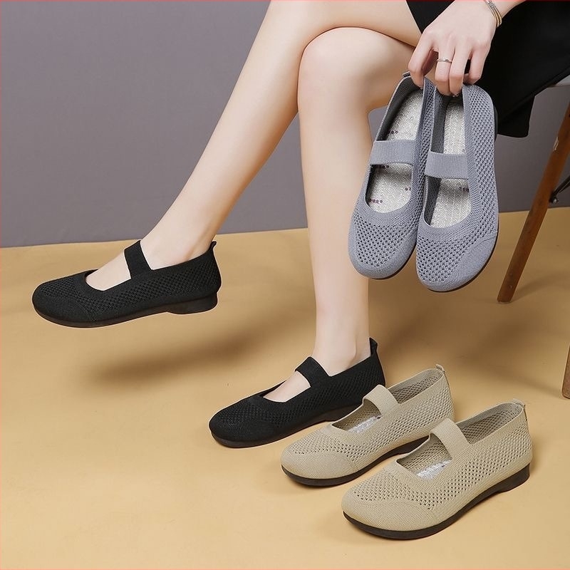 Légáteresztő hálós cipő slip-on Fly weaving felsőrésszel, alacsony profilú, PVC talp