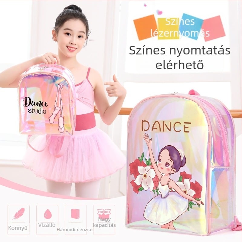 PU anyagú lány-tánc hátizsák – görbült vállpánt, anime karikatúra mintázat, beltéri sportokhoz