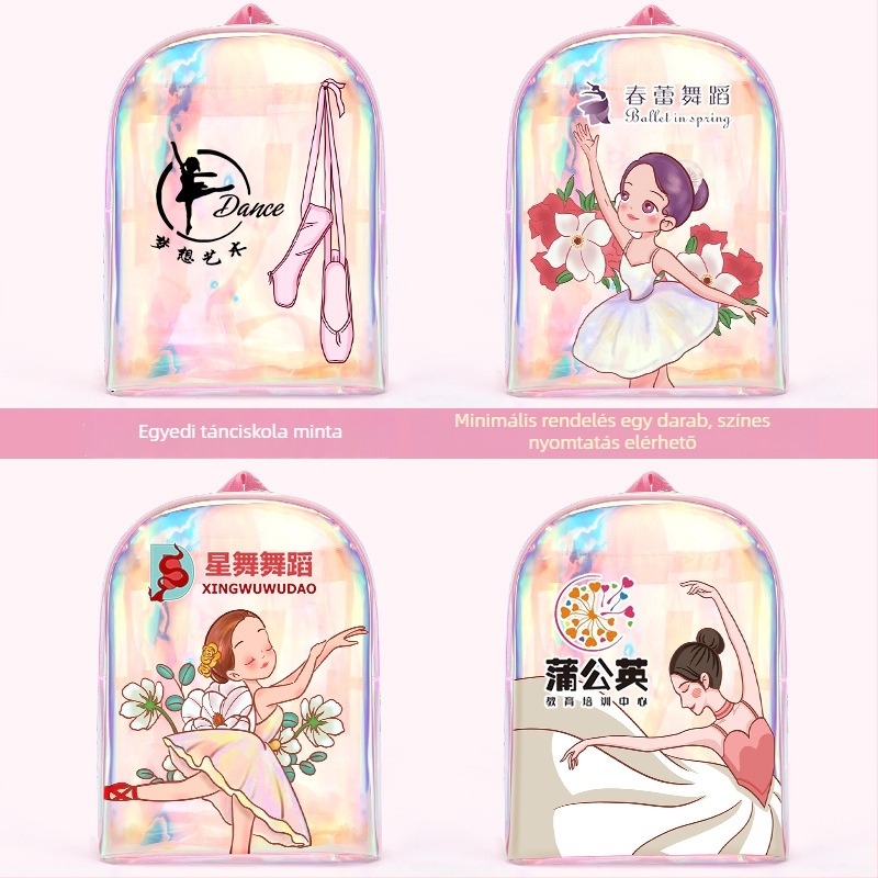 PU anyagú lány-tánc hátizsák – görbült vállpánt, anime karikatúra mintázat, beltéri sportokhoz