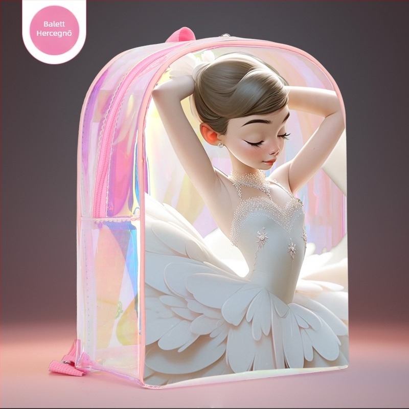 PU anyagú lány-tánc hátizsák – görbült vállpánt, anime karikatúra mintázat, beltéri sportokhoz