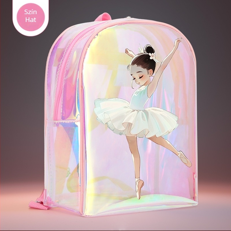 PU anyagú lány-tánc hátizsák – görbült vállpánt, anime karikatúra mintázat, beltéri sportokhoz