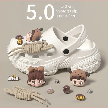 Crocs-stílusú slide-on papucs EVA anyagból, 5–7 cm vastag talppal, csúszásmentes, lélegző