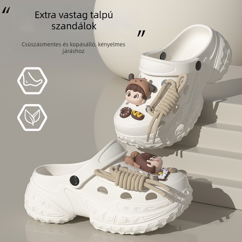 Crocs-stílusú slide-on papucs EVA anyagból, 5–7 cm vastag talppal, csúszásmentes, lélegző