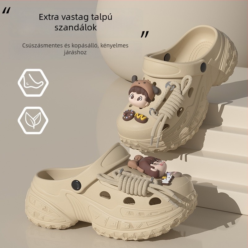Crocs-stílusú slide-on papucs EVA anyagból, 5–7 cm vastag talppal, csúszásmentes, lélegző
