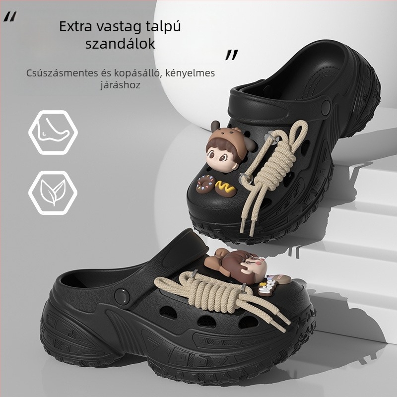 Crocs-stílusú slide-on papucs EVA anyagból, 5–7 cm vastag talppal, csúszásmentes, lélegző