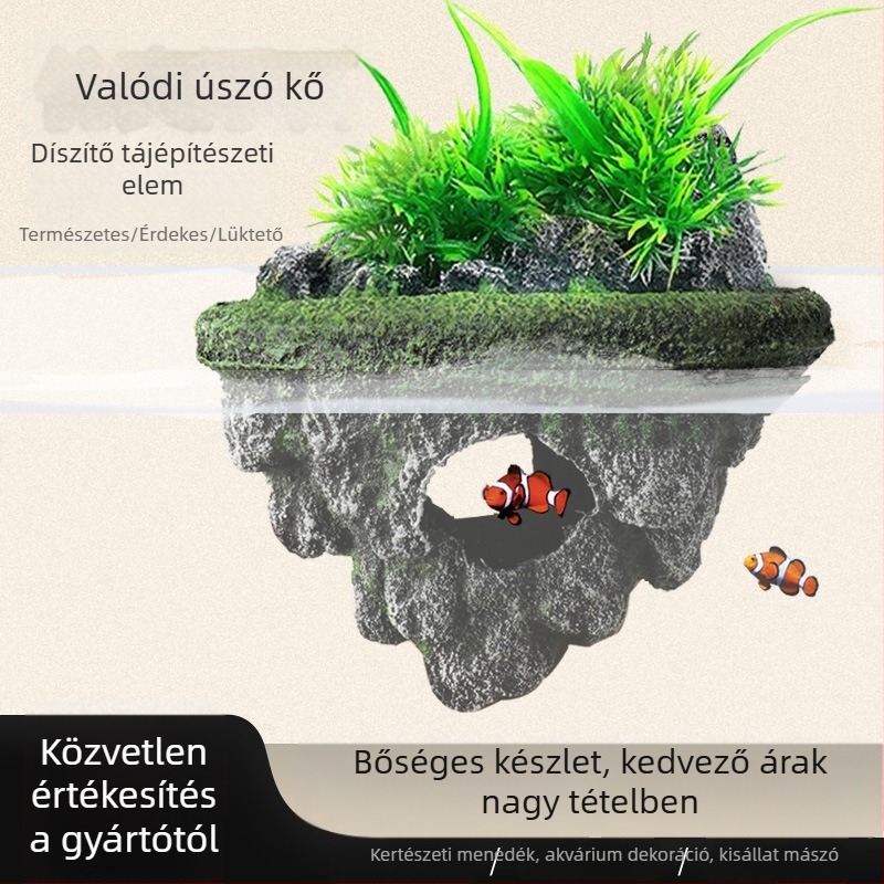 Gyantából készült akváriumi dekoráció: lebegő tájkép-kövek, akváriumi dekoráció, 50 darabos készlet