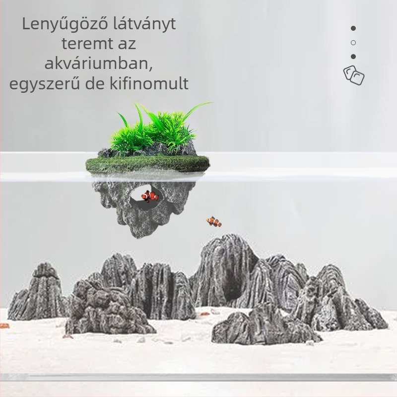 Gyantából készült akváriumi dekoráció: lebegő tájkép-kövek, akváriumi dekoráció, 50 darabos készlet