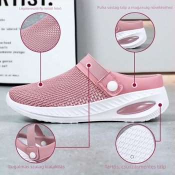 Női szabadidős papucsok — poliészter felsőrész, kerek orr, belső: szuper rost, talp PVC