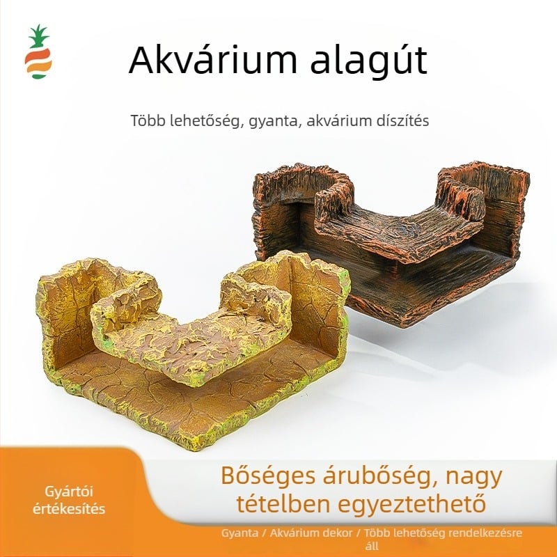 Gyanta alapanyagú akváriumi alagút dísz mikroszkopikus tájépítéshez, márka Little jiaola