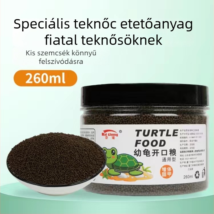 Fiatal teknősöknek – magas kalcium, magas fehérje, pellet, megakadályozza a puha páncélt