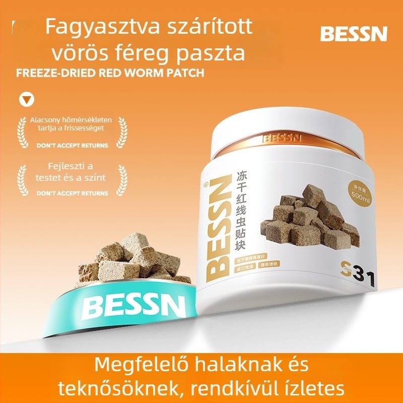 Bessn – Fagyasztva szárított vérférgek, granulos akvarisztikai haltáp, 350 g, 10 darabos csomag