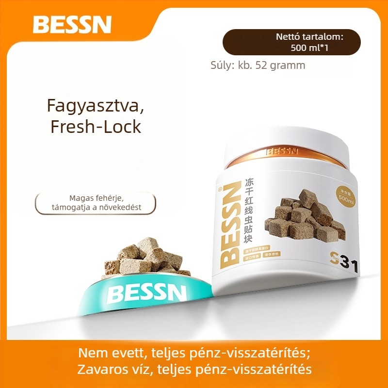 Bessn – Fagyasztva szárított vérférgek, granulos akvarisztikai haltáp, 350 g, 10 darabos csomag
