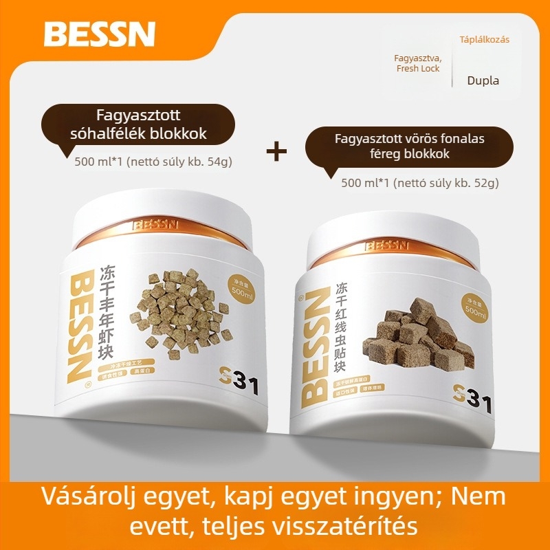 Bessn – Fagyasztva szárított vérférgek, granulos akvarisztikai haltáp, 350 g, 10 darabos csomag