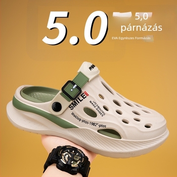 Férfi nyári EVA szandál, slip-on, kerek orrú, 2 cm sarokmagasság, lélegző