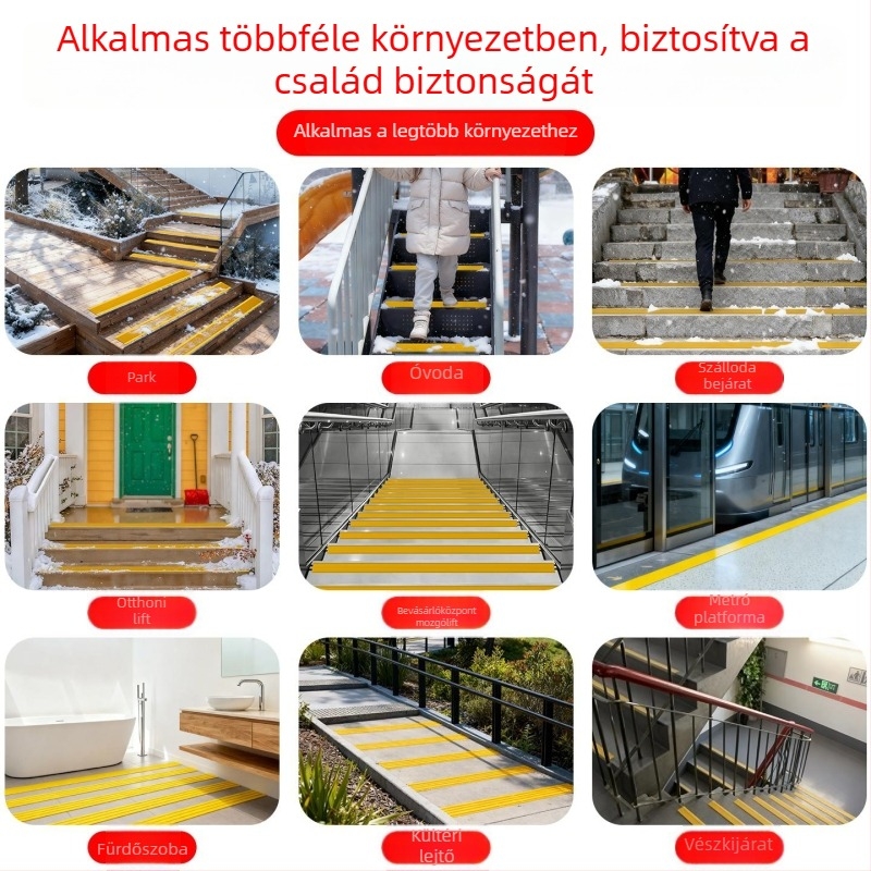 PVC kültéri/beltéri lépcső anti‑csúszás matrac — öntapadós, vízálló, kopásálló, vastagság választható