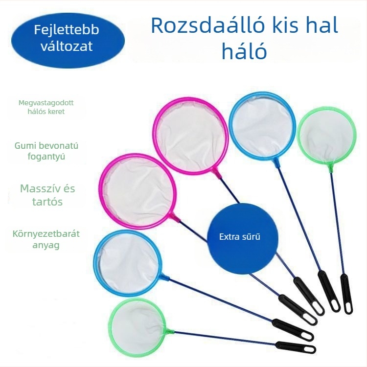 Akvarisztikai halászháló háztartási használatra, kör vagy négyzet alakú háló kis díszhalak és aranyhalak befogására