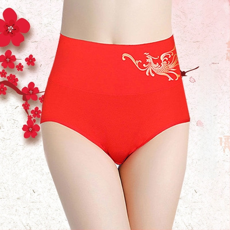 Női magas derekú pamut háromszög alakú bugyi, pamut bélésével, állatmintás, fenékemelés és haskontroll, téli viselet