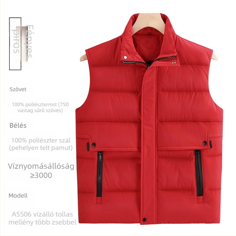 Vastagított vízálló pamut mellény munkaruházathoz – ujjatlan, logó nyomtatás