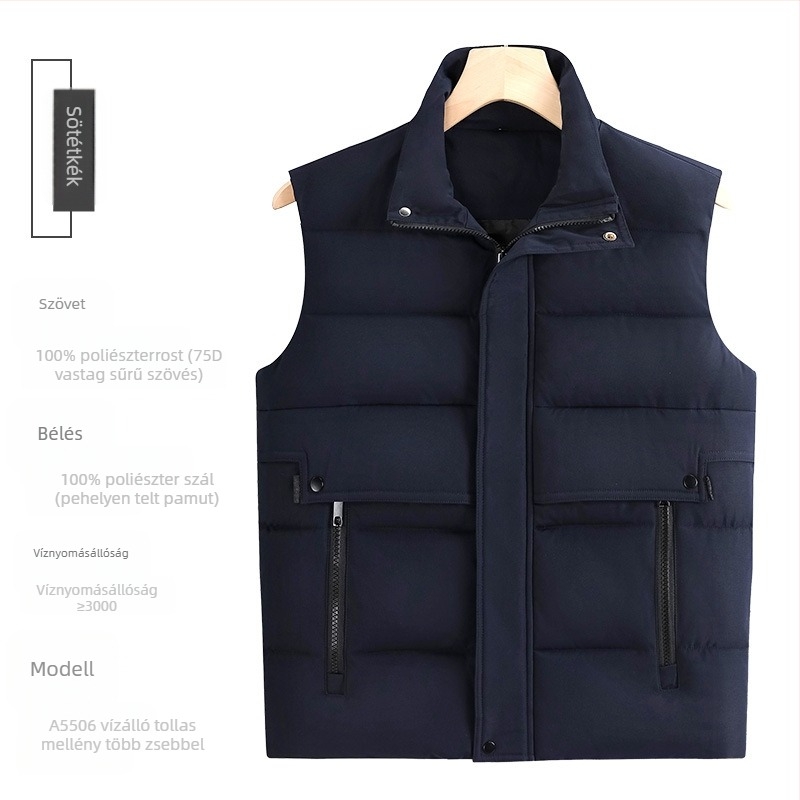 Vastagított vízálló pamut mellény munkaruházathoz – ujjatlan, logó nyomtatás