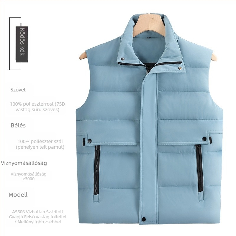 Vastagított vízálló pamut mellény munkaruházathoz – ujjatlan, logó nyomtatás