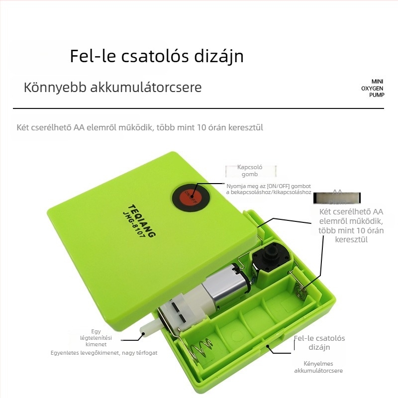 Mini No. 5 száraz elemű oxigénpumpa akváriumhoz — vészhelyzeti aerátor kültéri horgászathoz