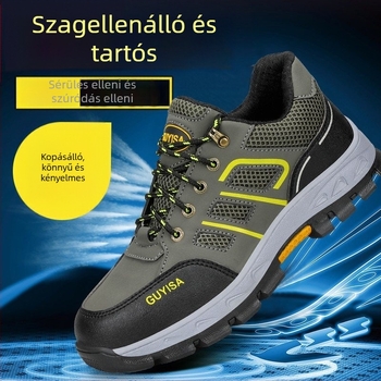Biztonsági munkacipő perforáció- és ütésvédelmmel; mikrorostos bőr felsőrész; PU talp; alacsony felső rész; négy évszakos viselet; uniszex.