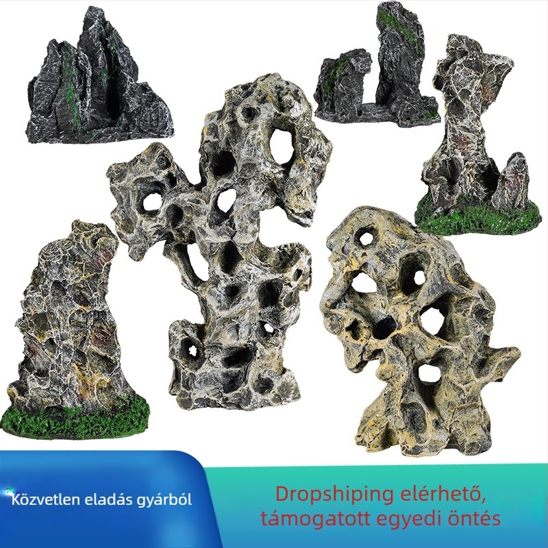 Akváriumi tájkép-kő gyantából – Taihu kő stílusú dekoráció