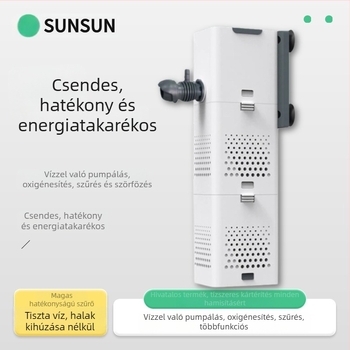 Akvarisztikai szűrő mindent egyben: keringetés, beépített pumpa és oxigénálás; Anyag: műanyag