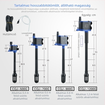 Három az egyben akváriumi merülőpumpa: filtráció és aeráció; műanyag ház; falra szerelhető függőleges kialakítás