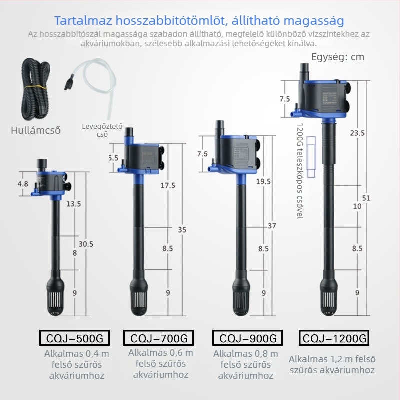 Három az egyben akváriumi merülőpumpa: filtráció és aeráció; műanyag ház; falra szerelhető függőleges kialakítás