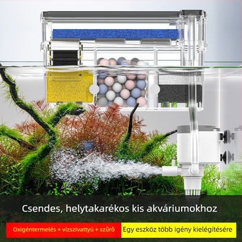 Fali akváriumi keringtető szűrő, 3 az 1-ben oxigénellátás és vízkezelés, műanyag, Songbao 22222
