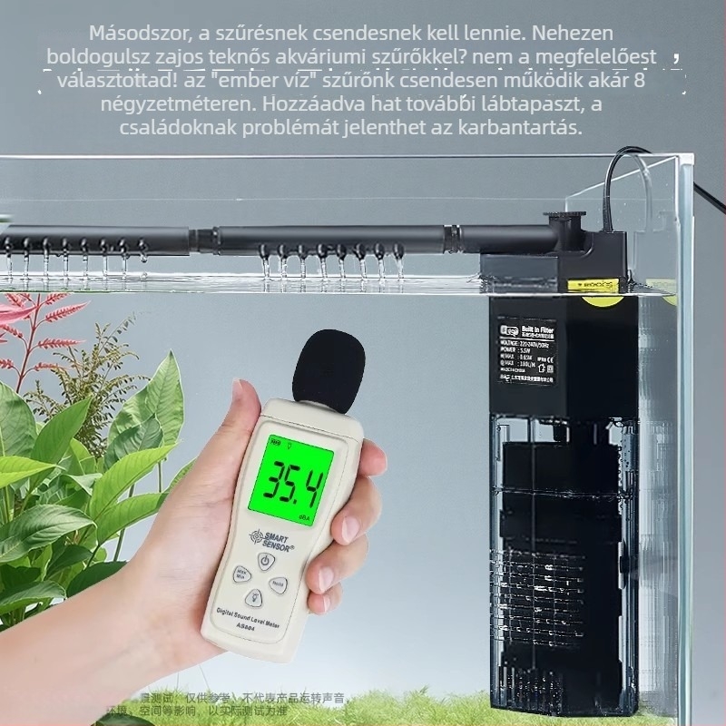 Három az egyben akvárium szűrő-áramoltató, búvárpumpa, műanyag ház, szűrő pamut