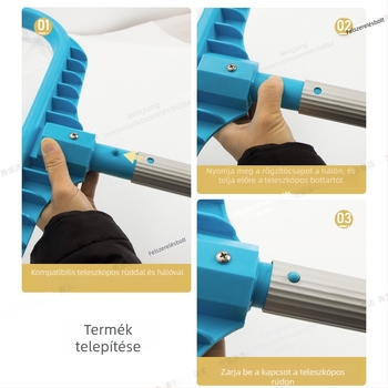 Tartós mélyvízi medencelevél-háló levehető nyéllel