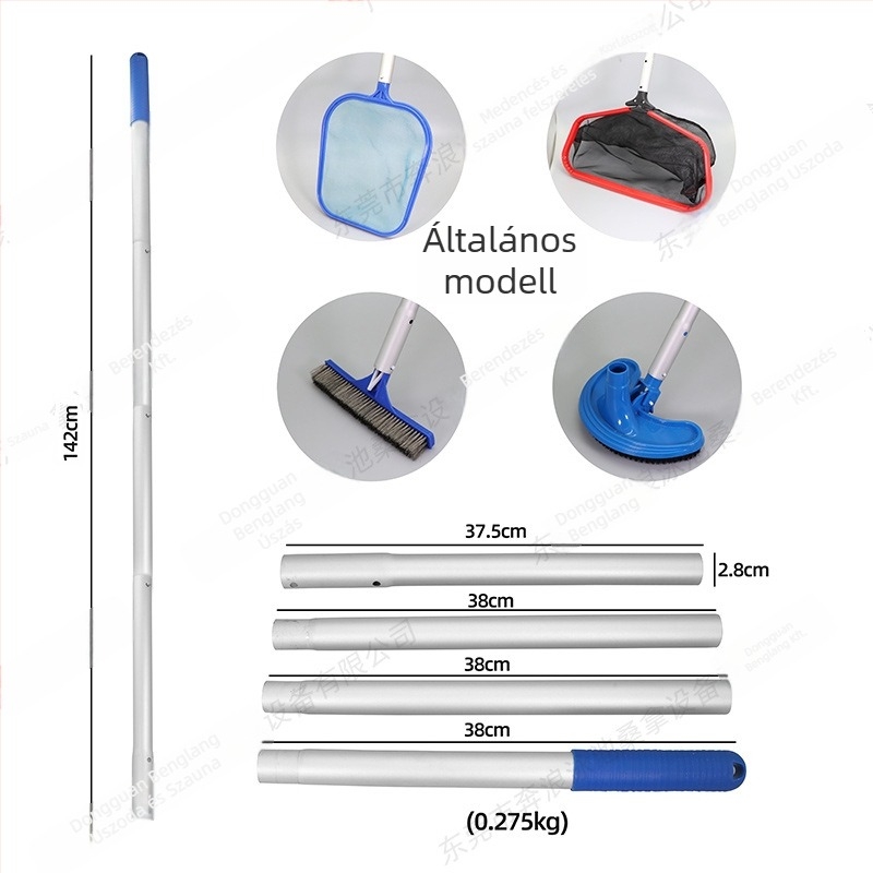 Tartós mélyvízi medencelevél-háló levehető nyéllel