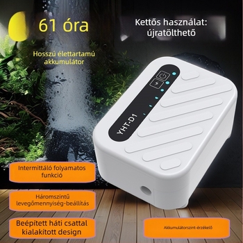 AKvaris oxigénpumpa, csendes működés, újratölthető, kettős használat belső és külső alkalmazásra