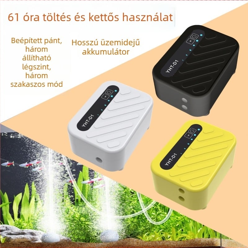 AKvaris oxigénpumpa, csendes működés, újratölthető, kettős használat belső és külső alkalmazásra