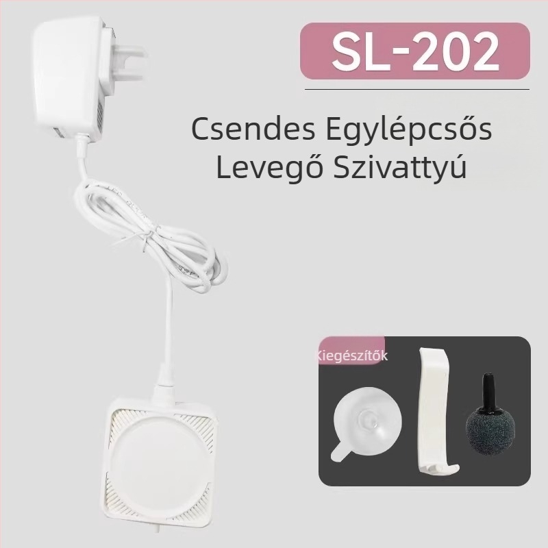 Akváriumi oxigénpumpa, kompakt, rendkívül csendes, egyetlen kiáratú, márka Hundreds of years of flowers, nem importált