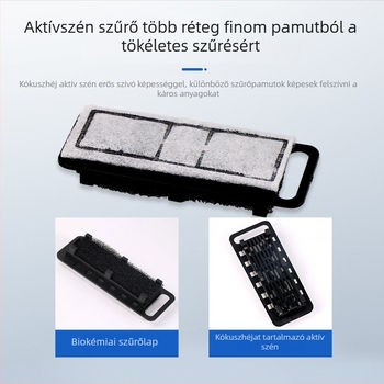 Fali akváriumi szűrő — 3 az 1-ben filtráció, víz cirkuláció és oxigénezés, műanyag ház, filtráló pamut